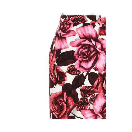 Prada Rose Print Midi Skirt