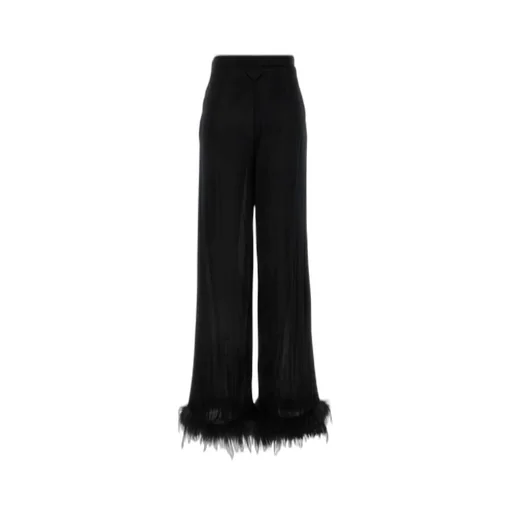 Prada Triangle Logo Wide-Leg Trousers