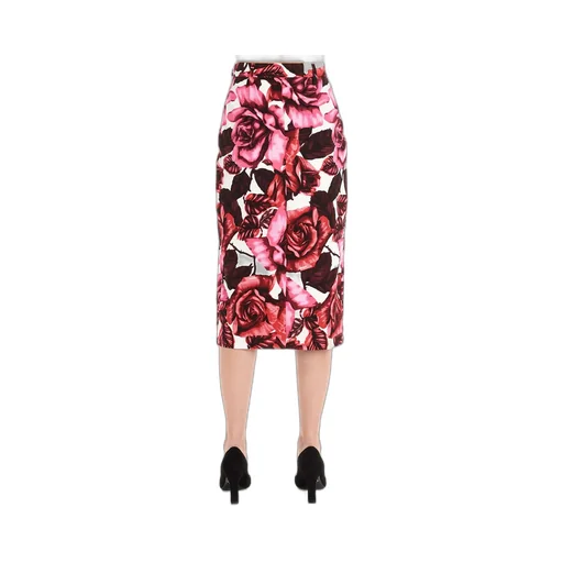 Prada Rose Print Midi Skirt