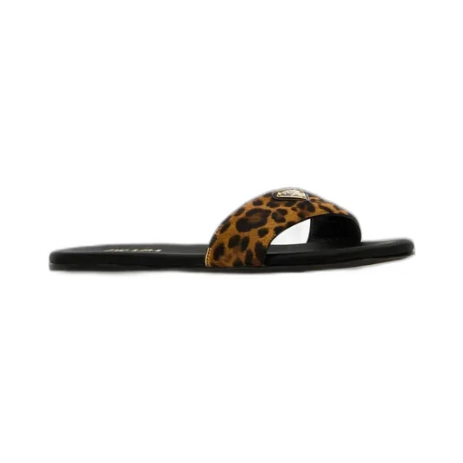 Prada Triangle-Logo Slip-On Sandals