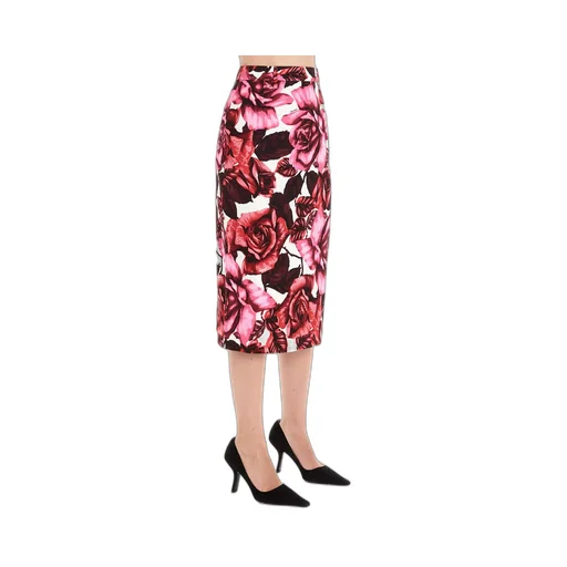 Prada Rose Print Midi Skirt