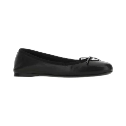 Prada Logo Plaque Round-Toe Ballet Flats