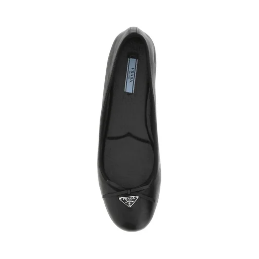 Prada Logo Plaque Round-Toe Ballet Flats