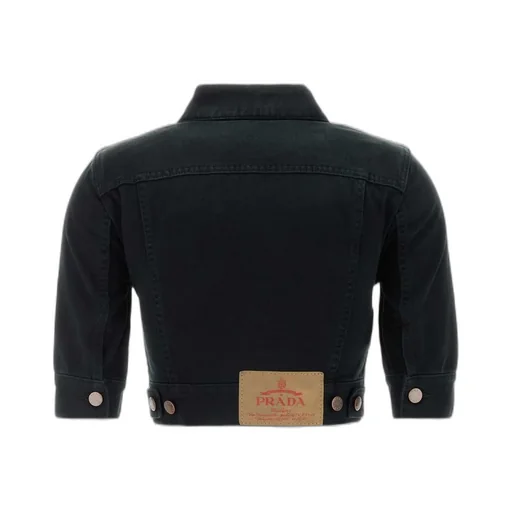 Prada Triangle-Logo Cropped Denim Jacket