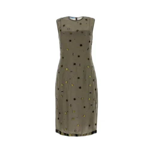 Prada Eyelet-Embellished Sleeveless Dress