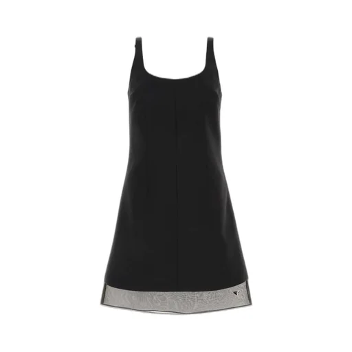 Prada Enamel Triangle-Logo Mini Dress