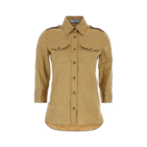 Prada Crinkled Button-Up Poplin Shirt
