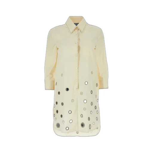 Prada Appliqué-Detailed Button-Up Shirtdress