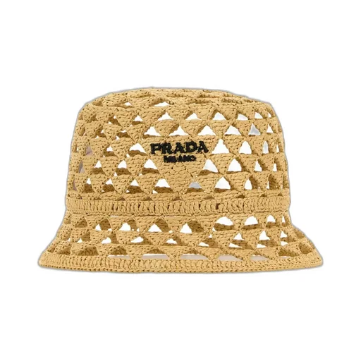 Prada Logo-Embroidered Perforated Detailed Bucket Hat