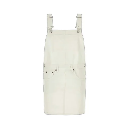 Prada Triangle-Logo Denim Overall Mini-Dress