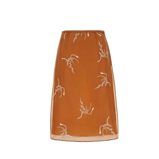 Prada Pattern-Embroidered Skirt