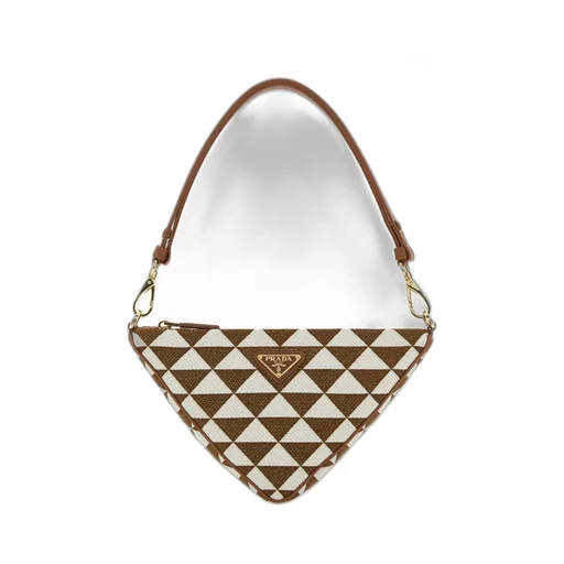 Prada Logo-Triangle Embroidered Zipped Mini Shoulder Bag