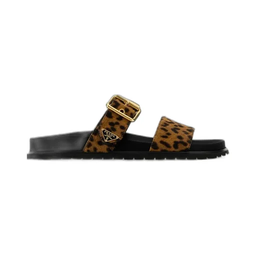 Prada Animal Print Buckled Sandals