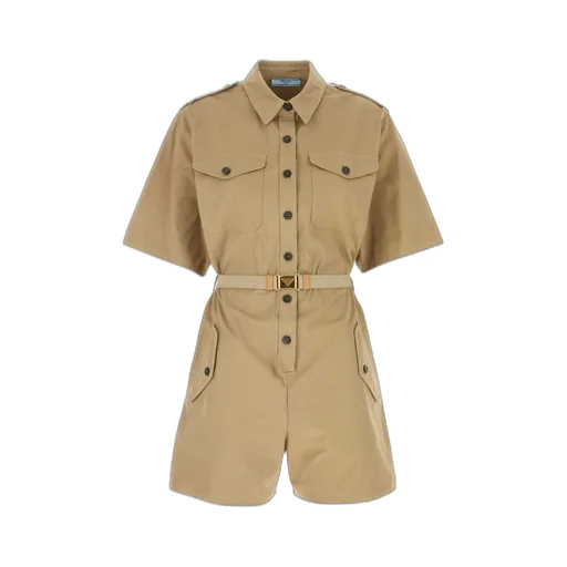 Prada Short-Sleeved Belted Jumpsuit