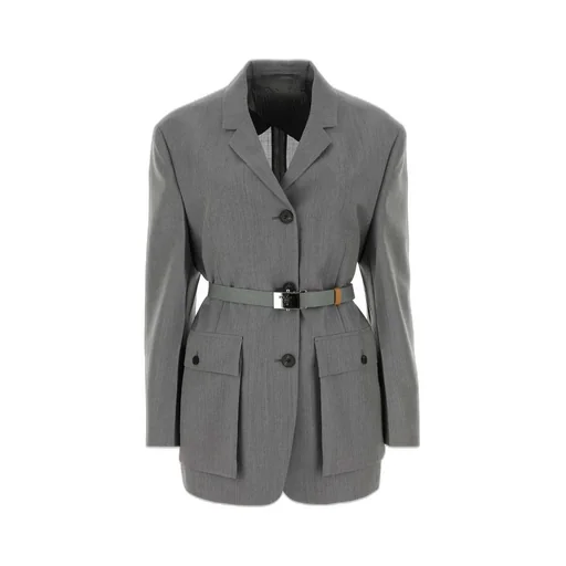 Prada Button-Up Belted Jacket