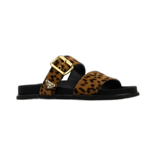 Prada Animal Print Buckled Sandals
