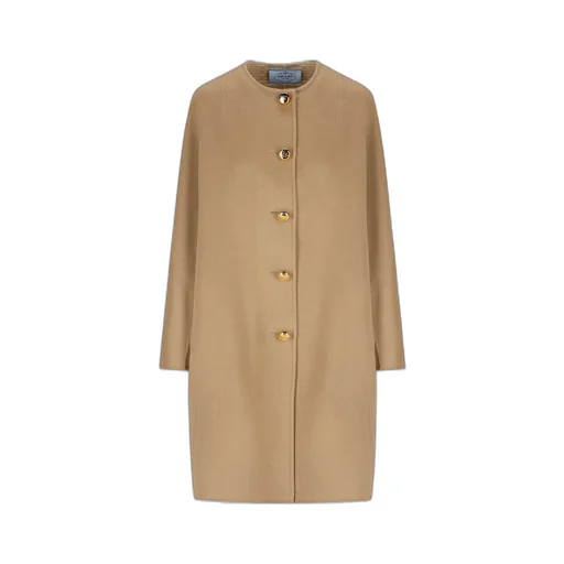 Prada Crewneck Button-Up Long Coat
