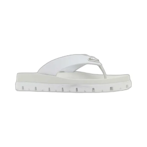 Prada Triangle-Logo Round-Toe Flip Flops