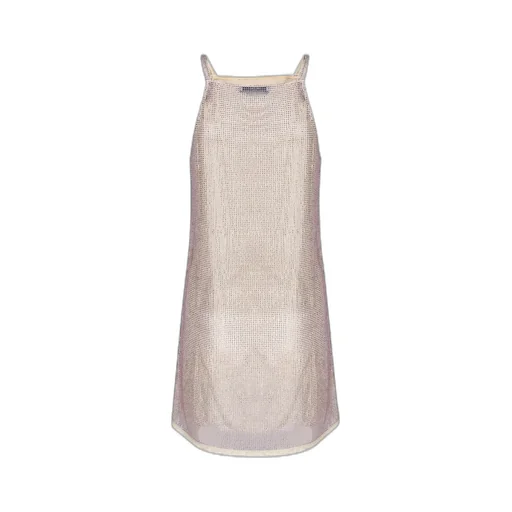 Prada Triangle Logo Embellished Mesh Dress