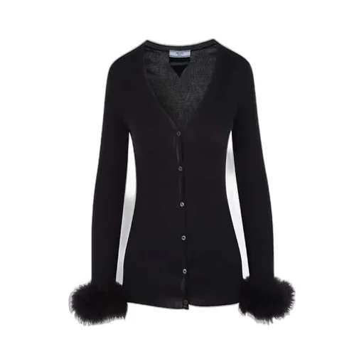Prada Ribbed Button-Up Cardigan