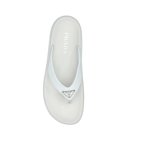 Prada Triangle-Logo Round-Toe Flip Flops