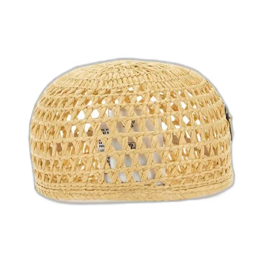 Prada Triangle Logo Woven Raffia Hat