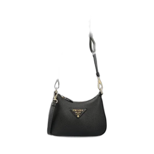 Prada Logo Plaque Zipped Shoulder Bag