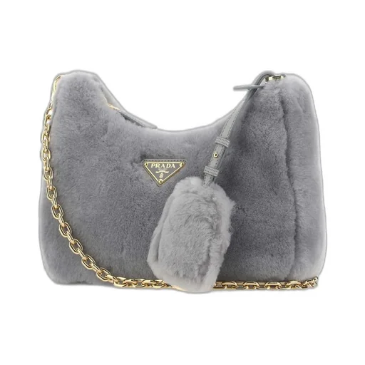 Prada Logo Plaque Zipped Shoulder Bag
