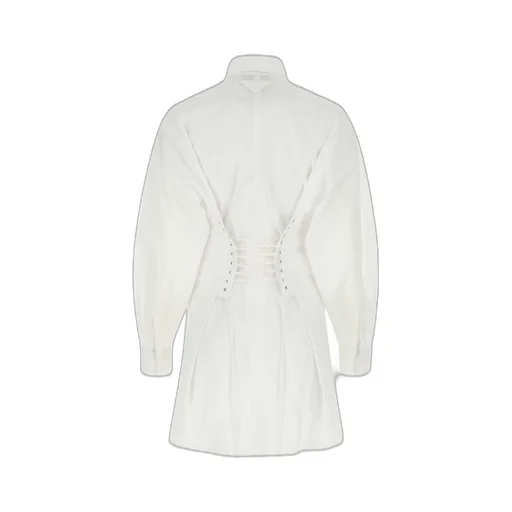 Prada Lace-Up Long Sleeved Shirt Dress
