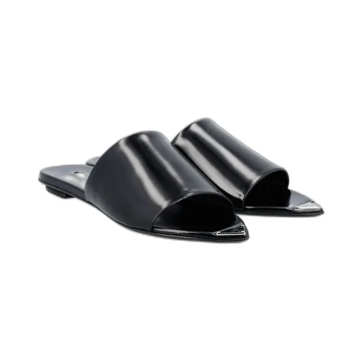 Prada Logo Plaque Slip-On Sandals