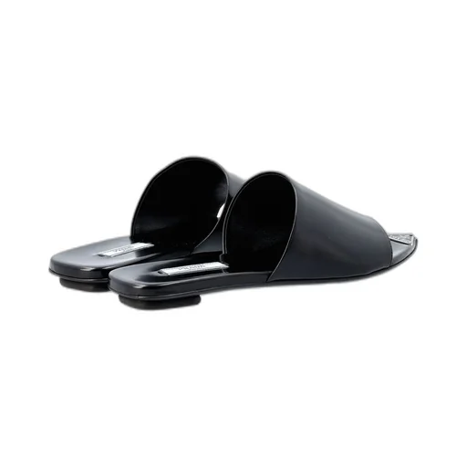 Prada Logo Plaque Slip-On Sandals