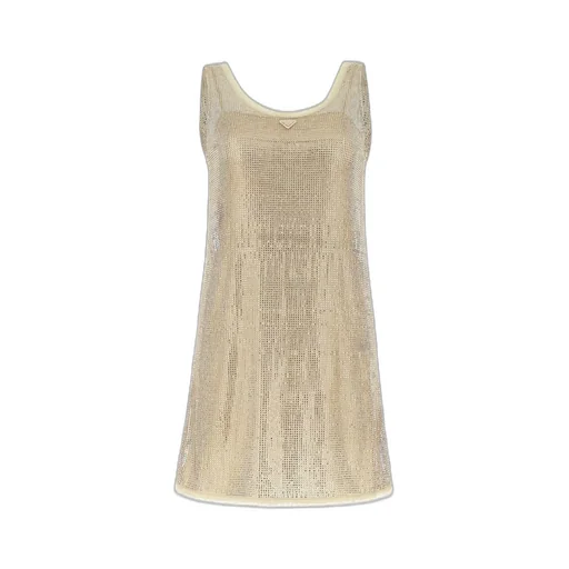 Prada Logo Plaque Embellished Sleeveless Dress