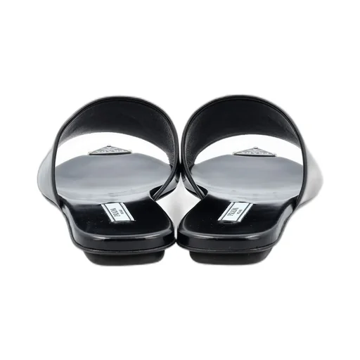 Prada Logo Plaque Slip-On Sandals