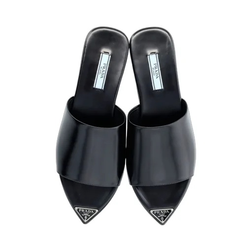 Prada Logo Plaque Slip-On Sandals