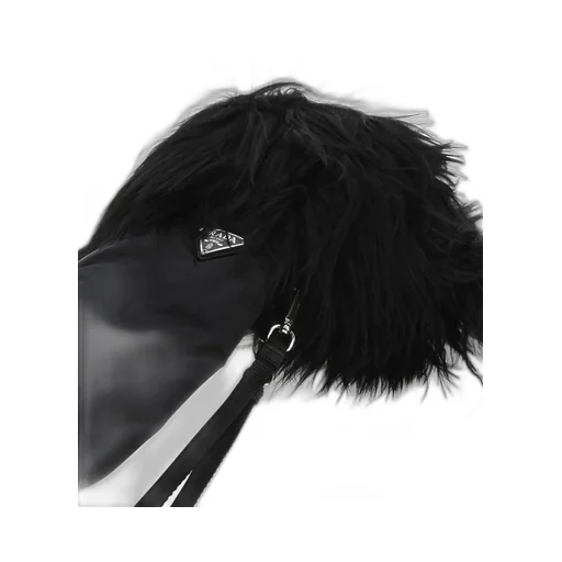 Prada Logo Plaque Fax Fur Gloves