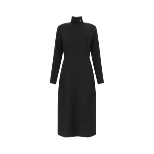 Prada Logo Plaque Long-Sleeved Midi Dress