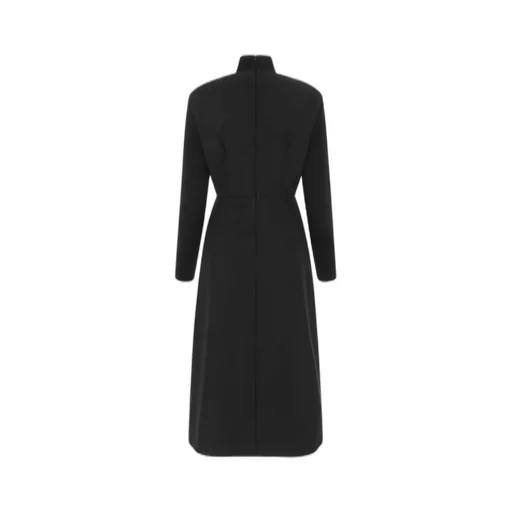 Prada Logo Plaque Long-Sleeved Midi Dress