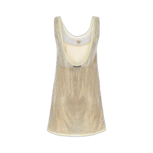 Prada Logo Plaque Embellished Sleeveless Dress