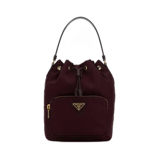 Prada Re-Nylon Triangle-Logo Drawstring Bucket Bag