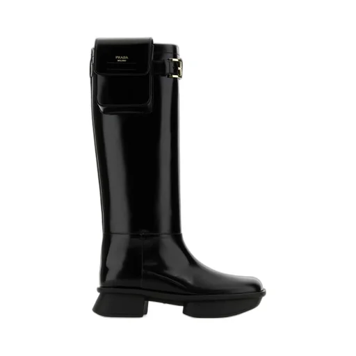 Prada Equal Block-Heeled Pouch Boots