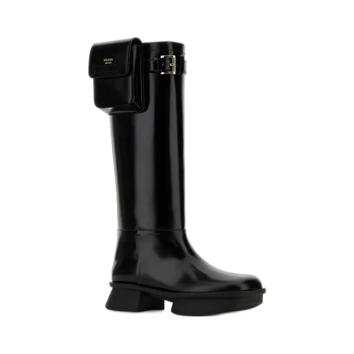 Prada Equal Block-Heeled Pouch Boots