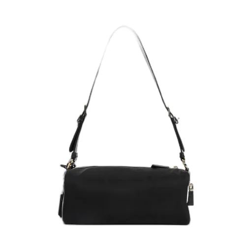 Prada Logo Plaque Zip-Up Shoulder Bag
