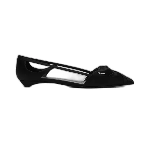 Prada Logo Printed Cut-Out Detailed Ballerinas