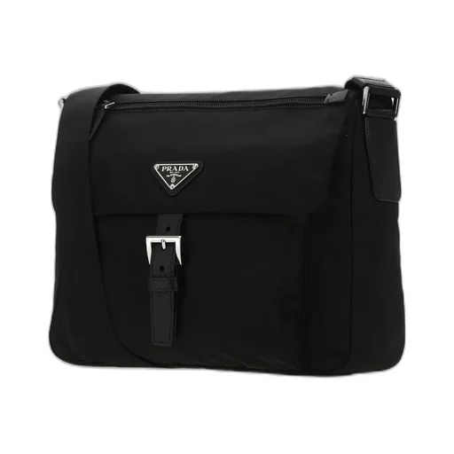 Prada Logo Plaque Zipped Shoulder Bag
