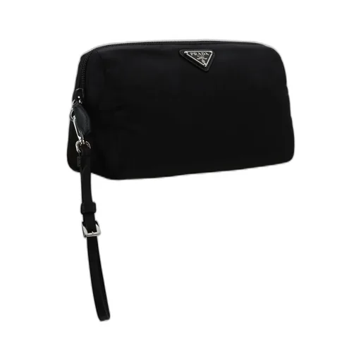 Prada Triangle Logo Zip-Up Pouch