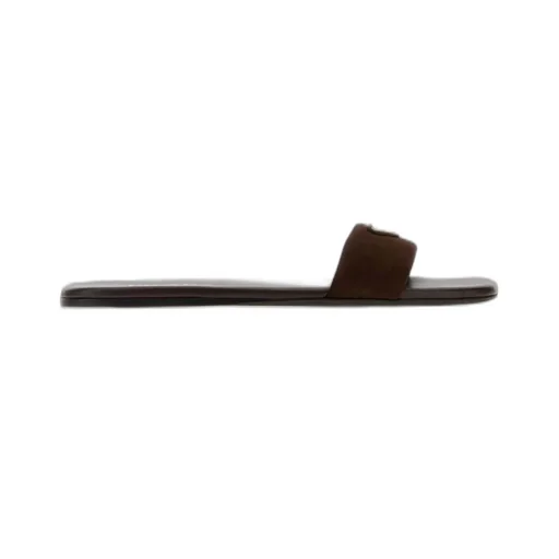 Prada Triangle-Logo Square Toe Slides
