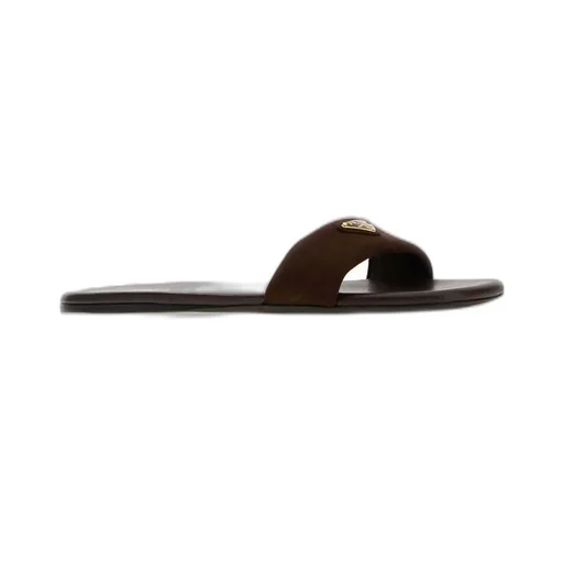 Prada Triangle-Logo Square Toe Slides