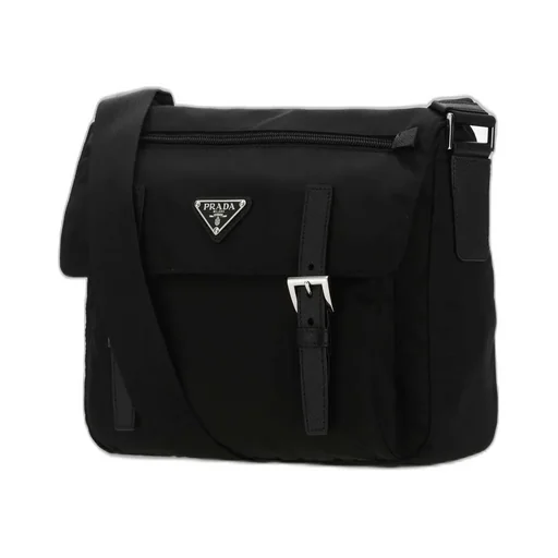 Prada Logo Patch Zip-Up Shoulder Bag