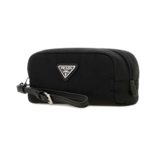 Prada Re-Nylon Triangle-Logo Zip-Up Pouch