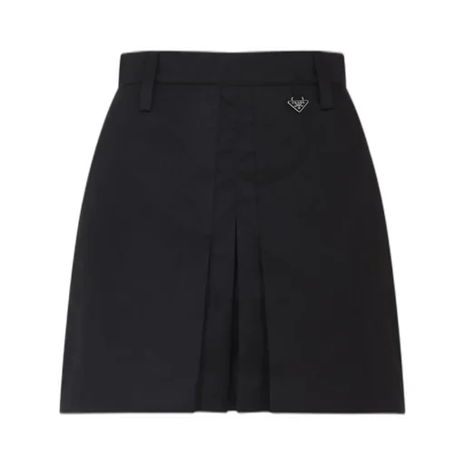 Prada Triangle-Logo Pleated Mini Skirt